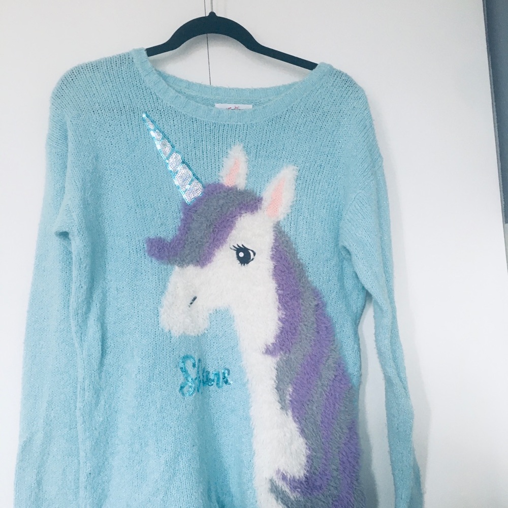 Girls blue unicorn sweater 🦄